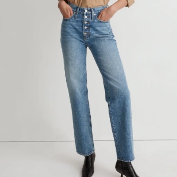 Madewell Denim - Madewell The Perfect Vintage Straight Jean Delafield Wash Exposed Button Fly 30